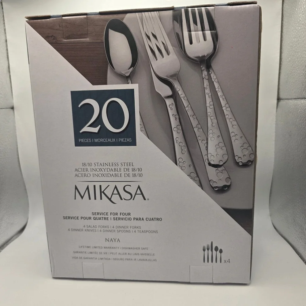 Mikasa Naya 20 Piece Flatware Set 18/10 Stainless Steel Service for 4 New